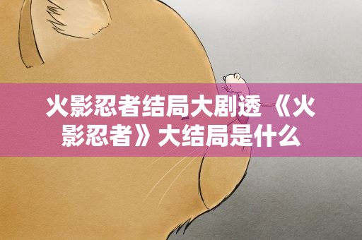 火影忍者结局大剧透 《火影忍者》大结局是什么