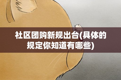 社区团购新规出台(具体的规定你知道有哪些)