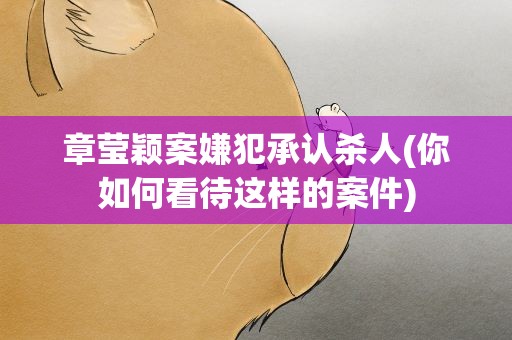 章莹颖案嫌犯承认杀人(你如何看待这样的案件)