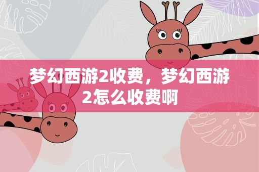 梦幻西游2收费，梦幻西游2怎么收费啊