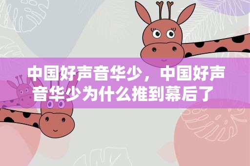 中国好声音华少，中国好声音华少为什么推到幕后了 华少为什么叫华少