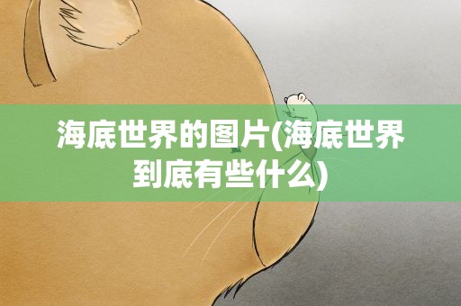 海底世界的图片(海底世界到底有些什么)