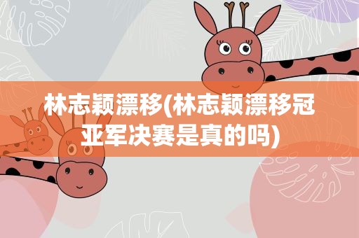 林志颖漂移(林志颖漂移冠亚军决赛是真的吗)