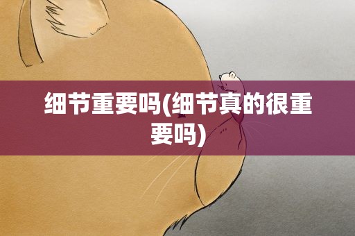 细节重要吗(细节真的很重要吗)