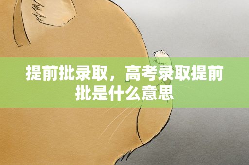 提前批录取，高考录取提前批是什么意思