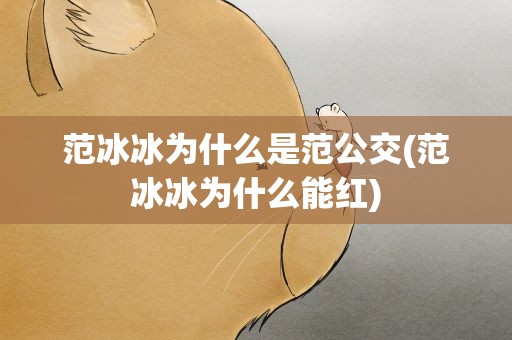 范冰冰为什么是范公交(范冰冰为什么能红)