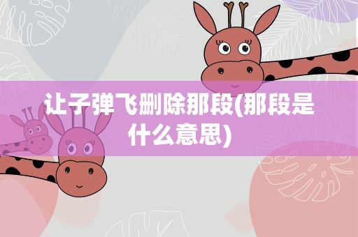 让子弹飞删除那段(那段是什么意思)