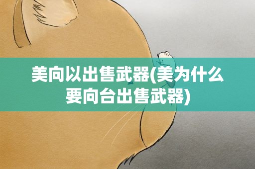 美向以出售武器(美为什么要向台出售武器)