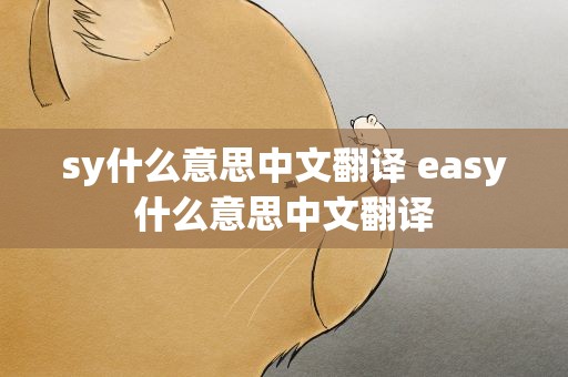 sy什么意思中文翻译 easy什么意思中文翻译