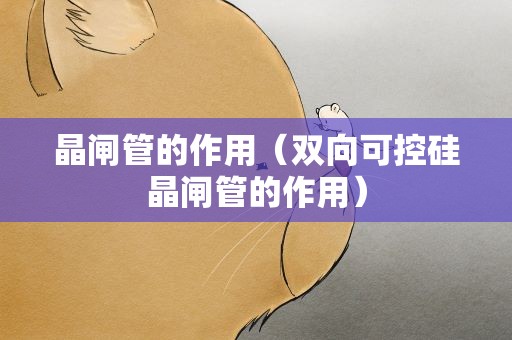 晶闸管的作用（双向可控硅晶闸管的作用）