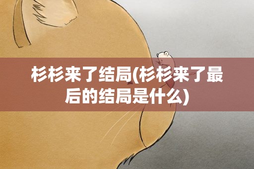 杉杉来了结局(杉杉来了最后的结局是什么)