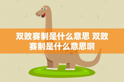 双败赛制是什么意思 双败赛制是什么意思啊
