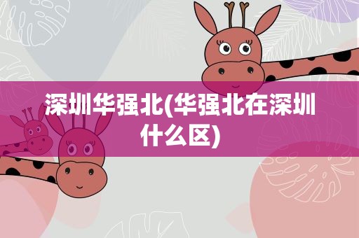 深圳华强北(华强北在深圳什么区)