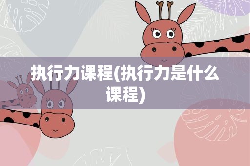 执行力课程(执行力是什么课程)