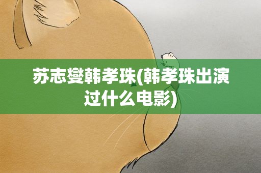 苏志燮韩孝珠(韩孝珠出演过什么电影)