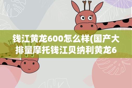 钱江黄龙600怎么样(国产大排量摩托钱江贝纳利黄龙600质量到底怎么样)