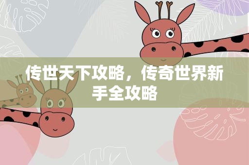 传世天下攻略，传奇世界新手全攻略