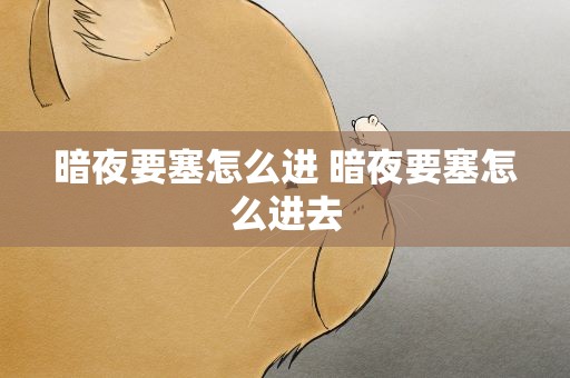 暗夜要塞怎么进 暗夜要塞怎么进去
