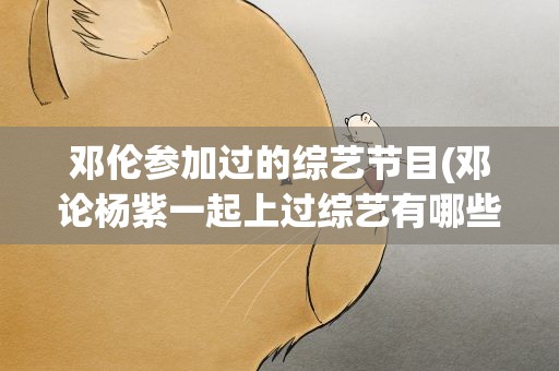 邓伦参加过的综艺节目(邓论杨紫一起上过综艺有哪些呀)
