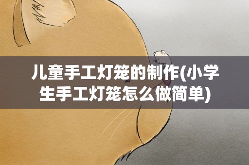 儿童手工灯笼的制作(小学生手工灯笼怎么做简单)