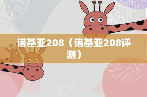 诺基亚208（诺基亚208评测）