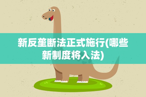 新反垄断法正式施行(哪些新制度将入法)