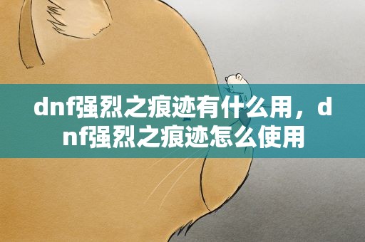dnf强烈之痕迹有什么用，dnf强烈之痕迹怎么使用