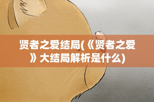 贤者之爱结局(《贤者之爱》大结局解析是什么)