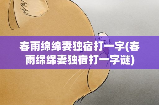 春雨绵绵妻独宿打一字(春雨绵绵妻独宿打一字谜)