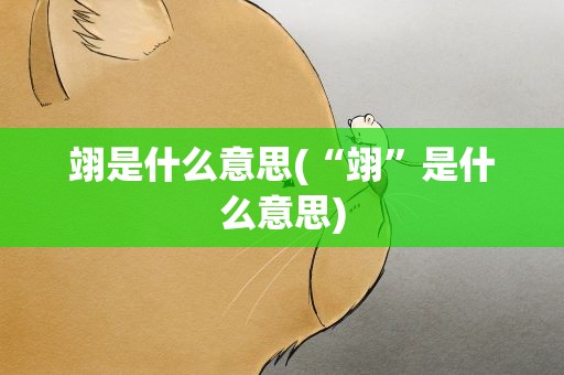 翊是什么意思(“翊”是什么意思)