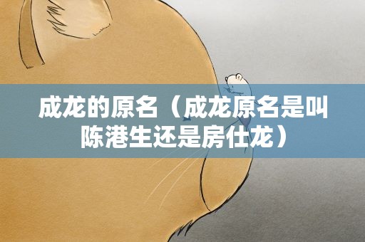 成龙的原名（成龙原名是叫陈港生还是房仕龙）