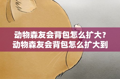 动物森友会背包怎么扩大？动物森友会背包怎么扩大到4