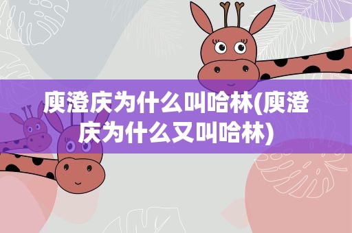 庾澄庆为什么叫哈林(庾澄庆为什么又叫哈林)