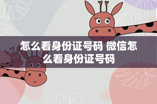 怎么看身份证号码 微信怎么看身份证号码