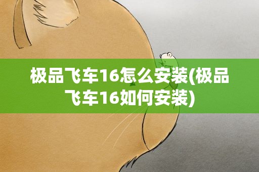 极品飞车16怎么安装(极品飞车16如何安装)