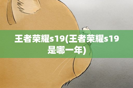 王者荣耀s19(王者荣耀s19是哪一年)