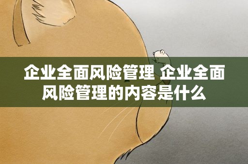 企业全面风险管理 企业全面风险管理的内容是什么