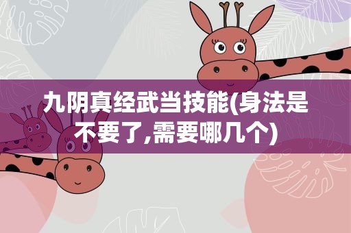 九阴真经武当技能(身法是不要了,需要哪几个)