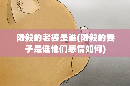 陆毅的老婆是谁(陆毅的妻子是谁他们感情如何)