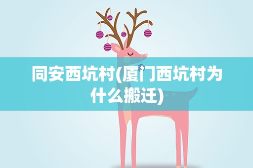 同安西坑村(厦门西坑村为什么搬迁)