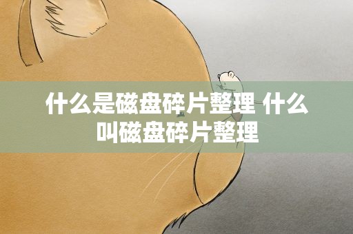 什么是磁盘碎片整理 什么叫磁盘碎片整理