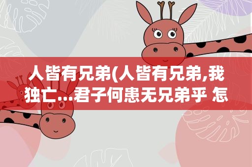 人皆有兄弟(人皆有兄弟,我独亡...君子何患无兄弟乎 怎么翻译啊)