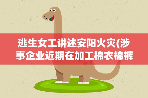 逃生女工讲述安阳火灾(涉事企业近期在加工棉衣棉裤)