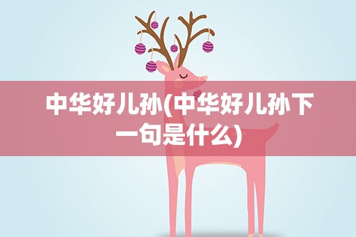 中华好儿孙(中华好儿孙下一句是什么)