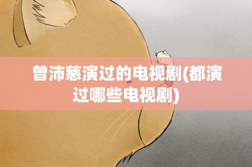 曾沛慈演过的电视剧(都演过哪些电视剧)