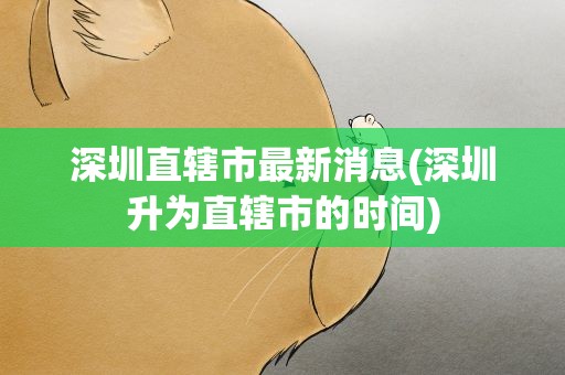 深圳直辖市最新消息(深圳升为直辖市的时间)