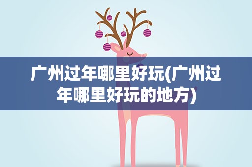 广州过年哪里好玩(广州过年哪里好玩的地方)