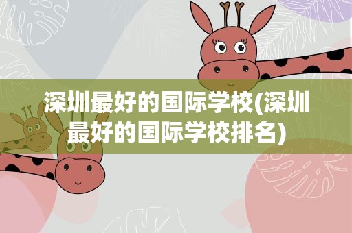 深圳最好的国际学校(深圳最好的国际学校排名)