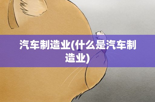 汽车制造业(什么是汽车制造业)