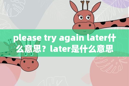 please try again later什么意思？later是什么意思